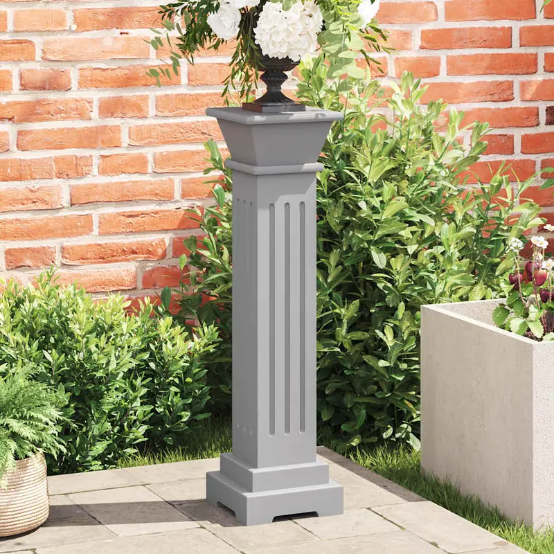 Soporte plantas pilar cuadrado clásico gris 17x17x66 cm MDF