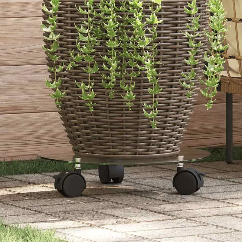 Soporte ruedas para macetas redondo vidrio templado 28cm 2 uds