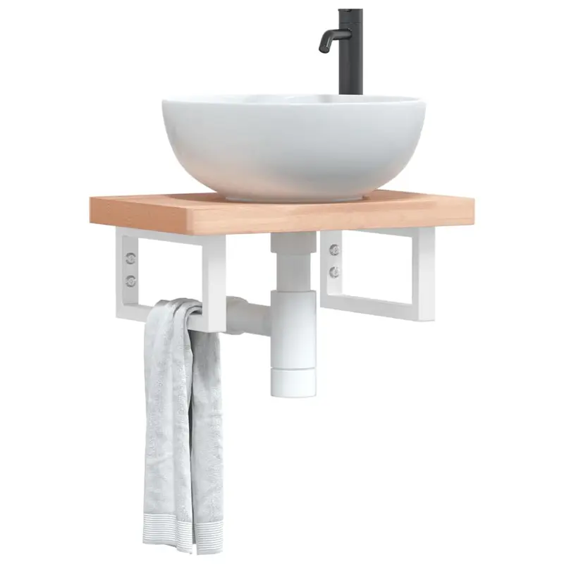 Soportes estante de lavabo 2 uds rectangular acero blanco