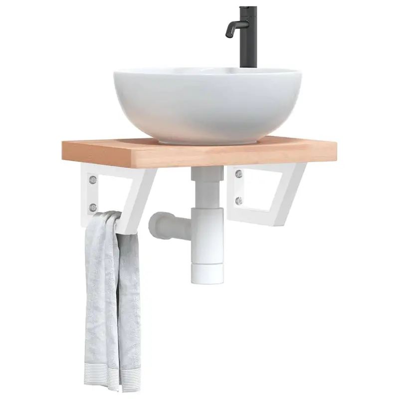 Soportes estante de lavabo 2 unidades trapecio acero blanco