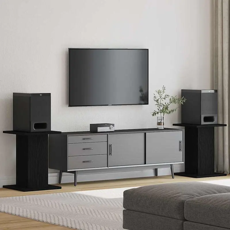 Soportes para Altavoces 2 pcs Roble Negro 30 x 30 x 40 cm