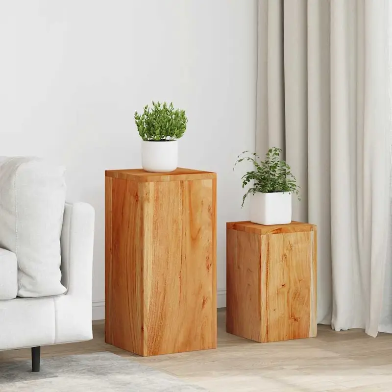 Soportes para plantas 2 unidades madera maciza de acacia