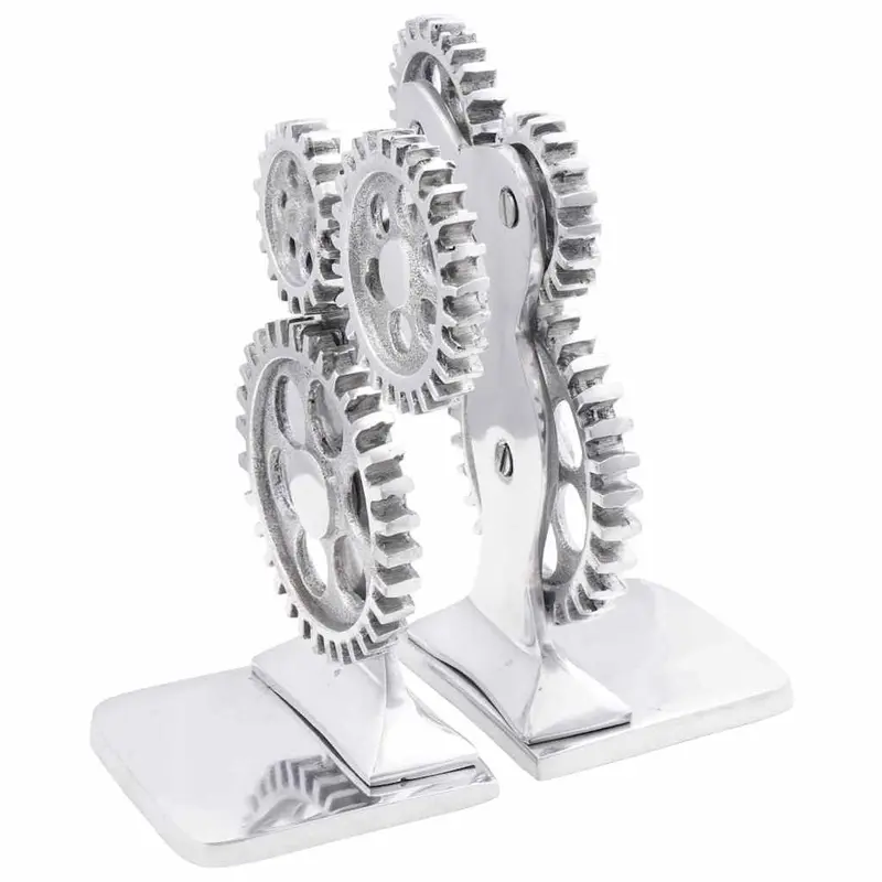 Sujetalibros 2 pcs Plateado 10 x 10 x 22 cm Aluminio