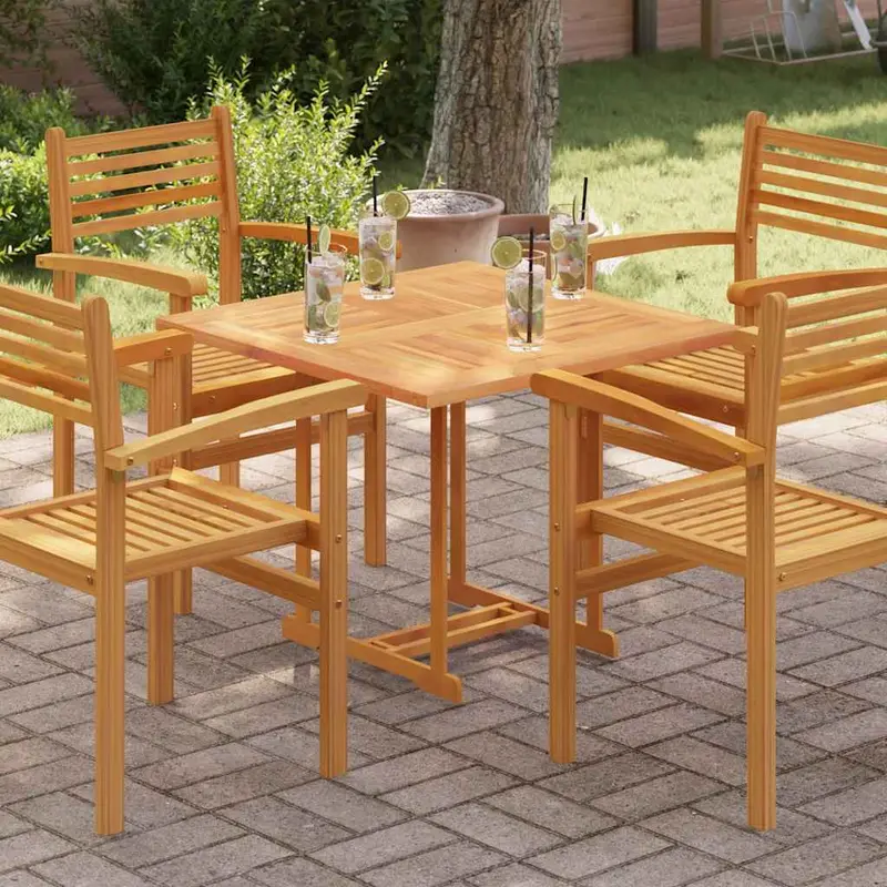 Superficie de mesa cuadrada madera maciza de teca 80x80x2,5 cm
