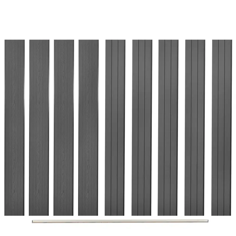 Tableros de valla de repuesto 9 uds WPC gris 170 cm