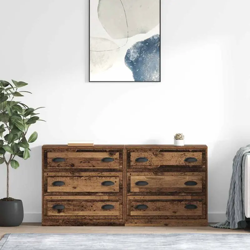 Tableros Lateral 2 pcs Madera Vieja 70 x 35,5 x 67,5 cm
