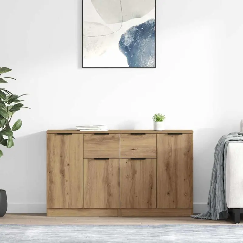 Tableros Lateral 2 pcs Roble artesanal 60 x 30 x 70 cm