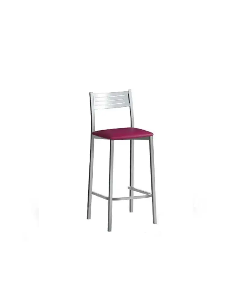 Taburete alto tapizado skay y de aluminio Ana 60 de Aquore