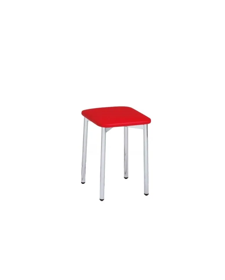 Taburete bajo de aluminio con asiento tapizado en skay con color a elección Zambra de Aquore