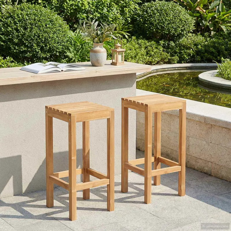 Taburete de bar 2 pcs Natural 35 x 35 x 75 cm