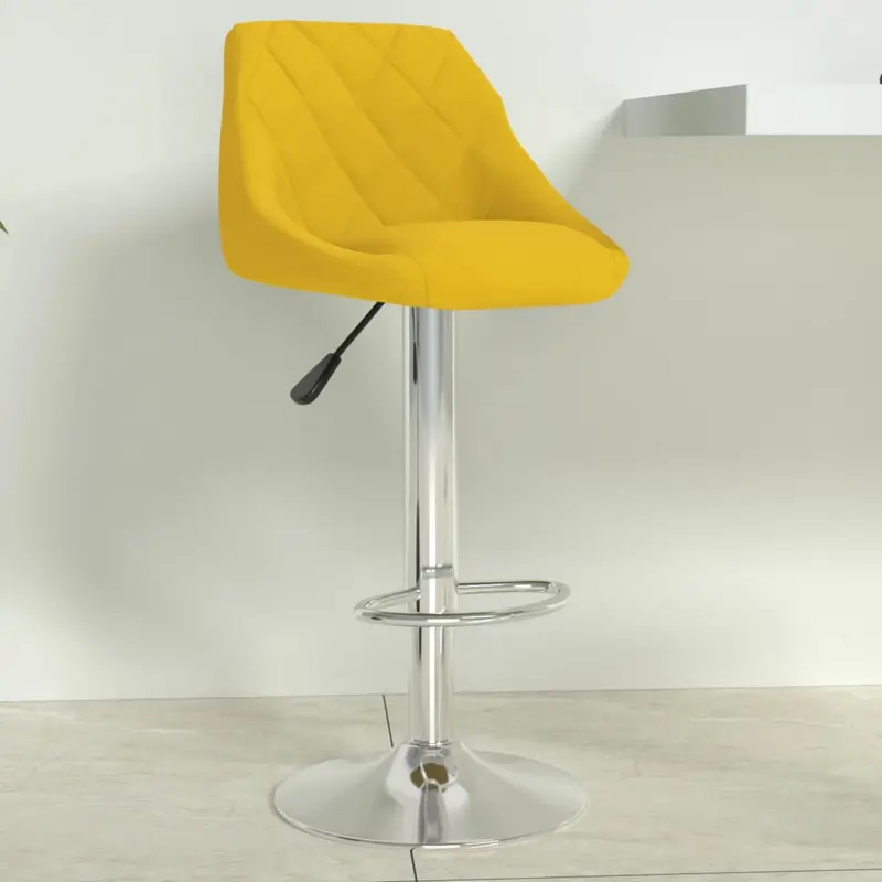Taburete de bar de terciopelo amarillo mostaza