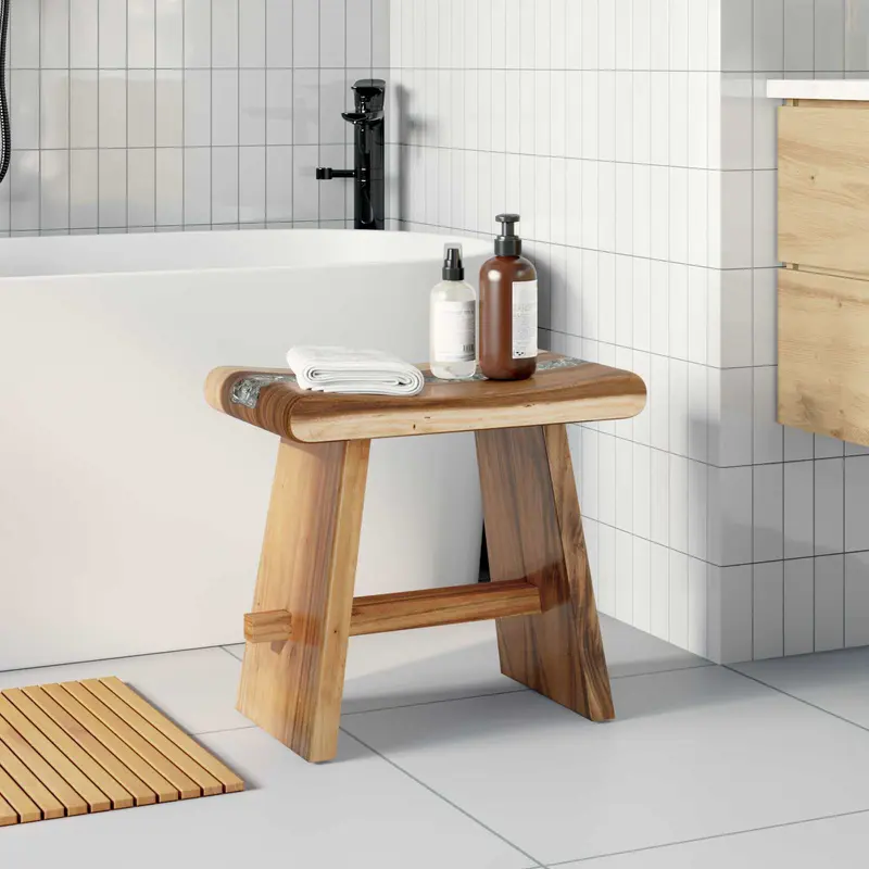 Taburete de ducha Natural 50 x 30 x 44 cm Madera Suar Sólida