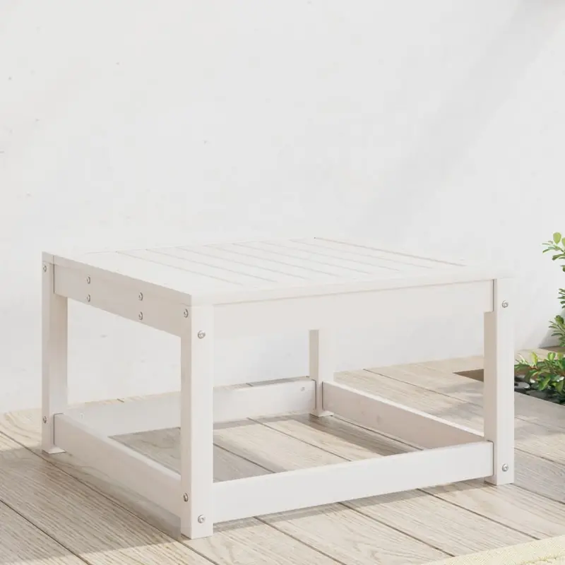 Taburete de jardín madera maciza de pino blanco