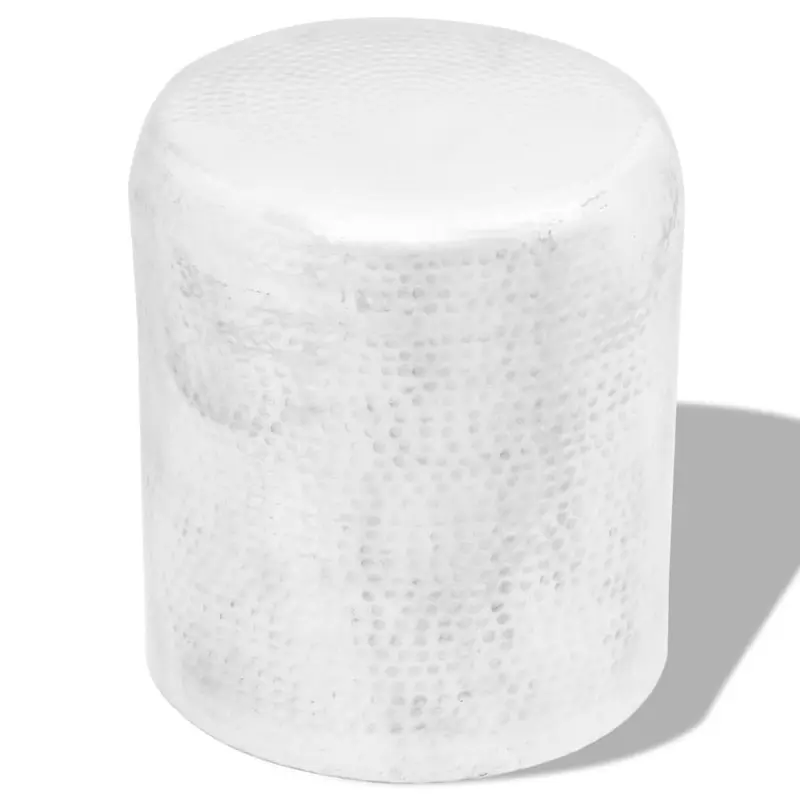 Taburete/mesa de centro de aluminio martillado plateado