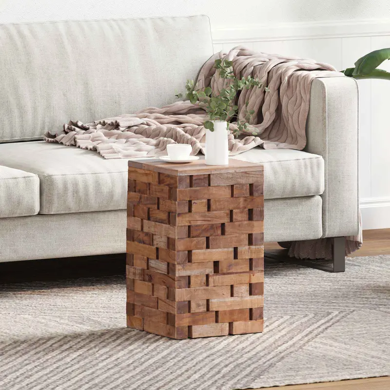 Taburete Natural 29 x 29 x 48 cm Madera maciza recuperada