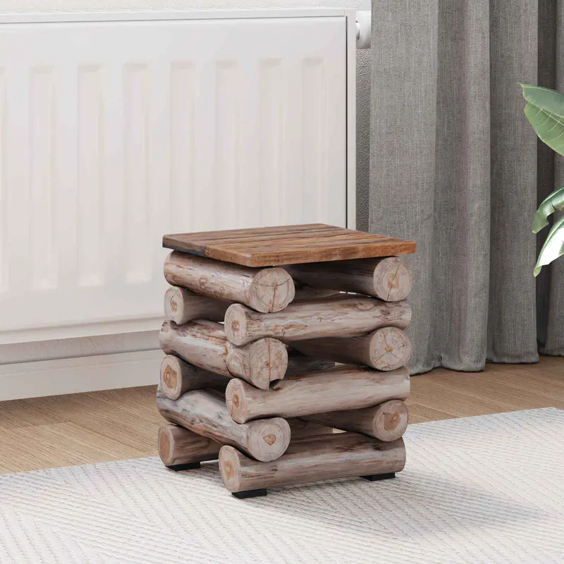 Taburete Natural 30 x 30 x 38 cm Madera de teca maciza