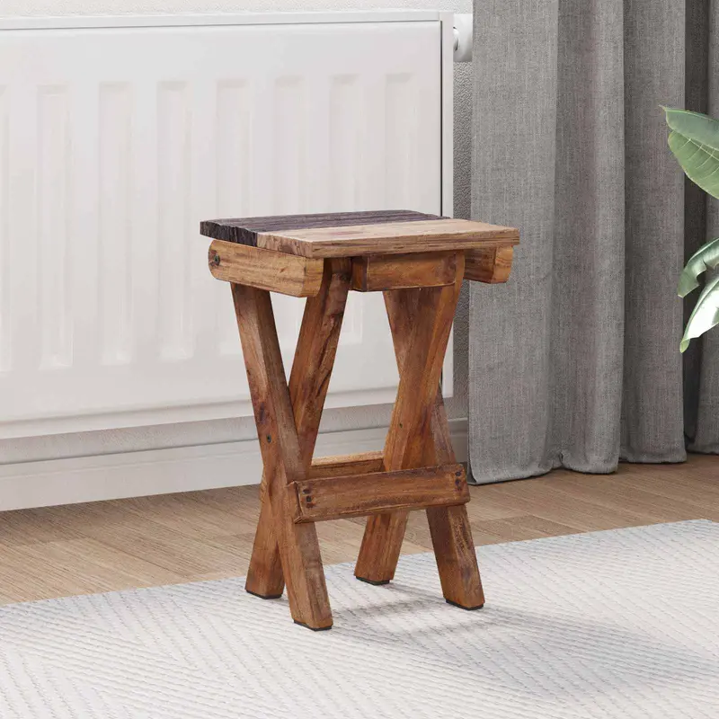 Taburete Natural 30 x 30 x 48 cm Madera maciza recuperada