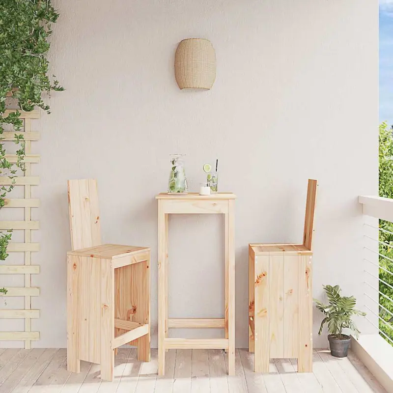Taburetes altos de cocina 2 uds madera maciza pino 40x42x120 cm