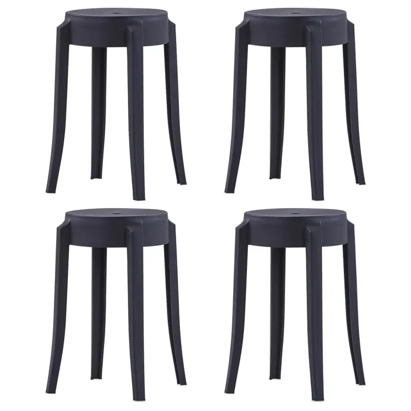 Taburetes apilables 4 unidades plástico negro
