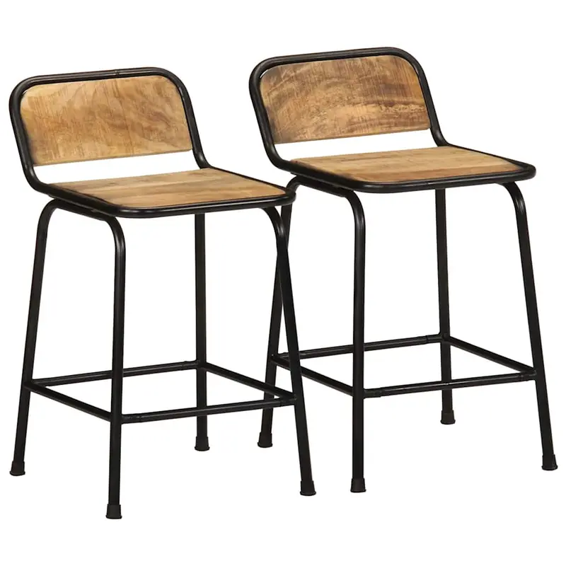 Taburetes de barra 2 uds 46x35,5x70 cm madera maciza de mango