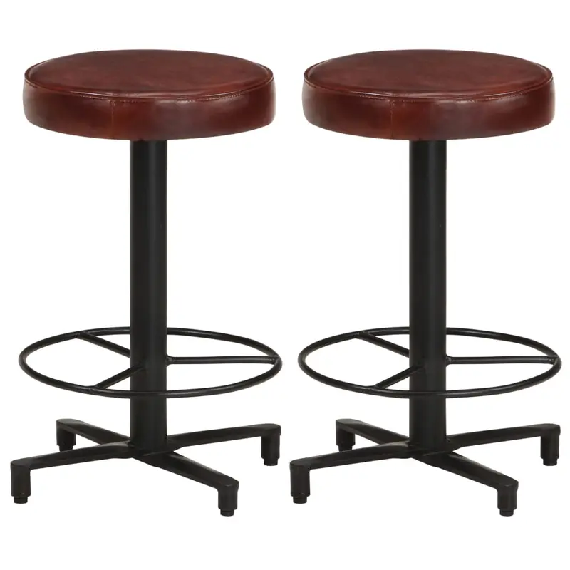 Taburetes de barra de cocina 2 unidades cuero auténtico 52 cm