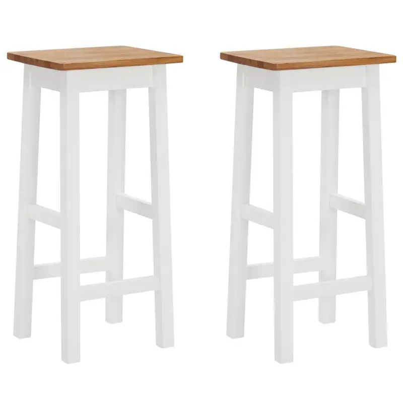 Taburetes de barra de cocina 2 unidades madera maciza de roble