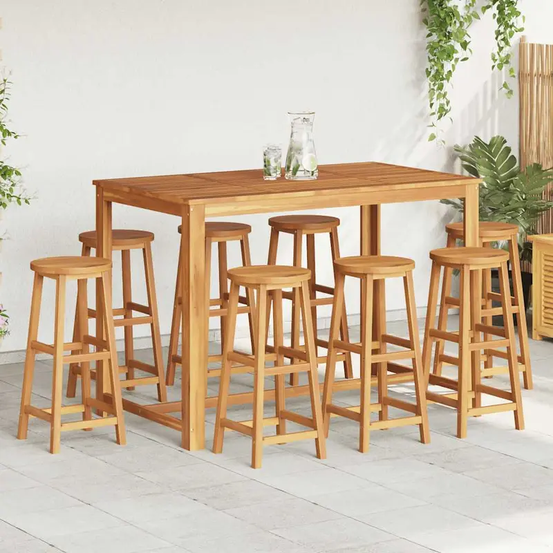 Taburetes de barra de cocina 8 unidades madera maciza acacia