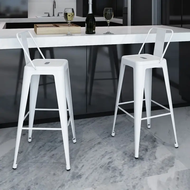 Taburetes de cocina 2 unidades acero blancos