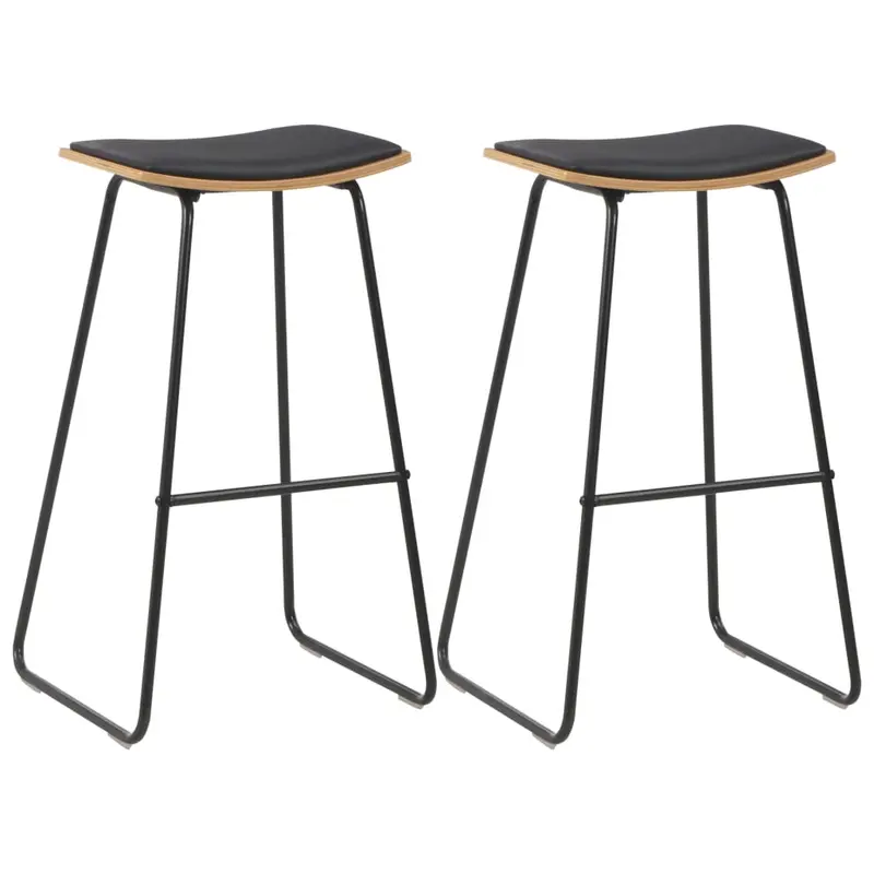 Taburetes de cocina 2 unidades cuero sintético negro