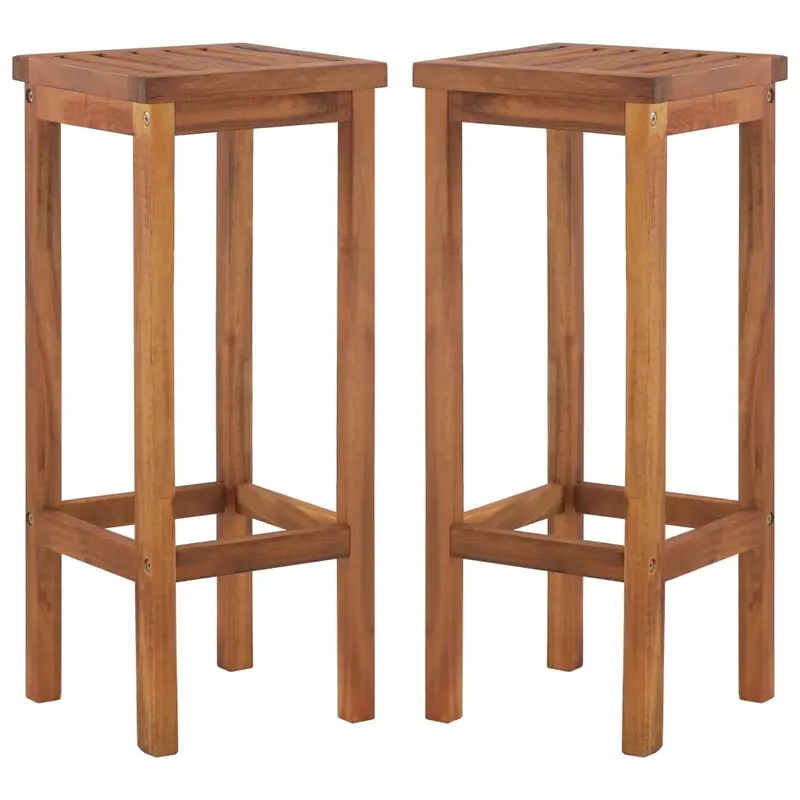Taburetes de cocina 2 unidades madera maciza de acacia