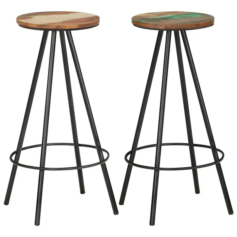 Taburetes de cocina 2 unidades madera maciza reciclada
