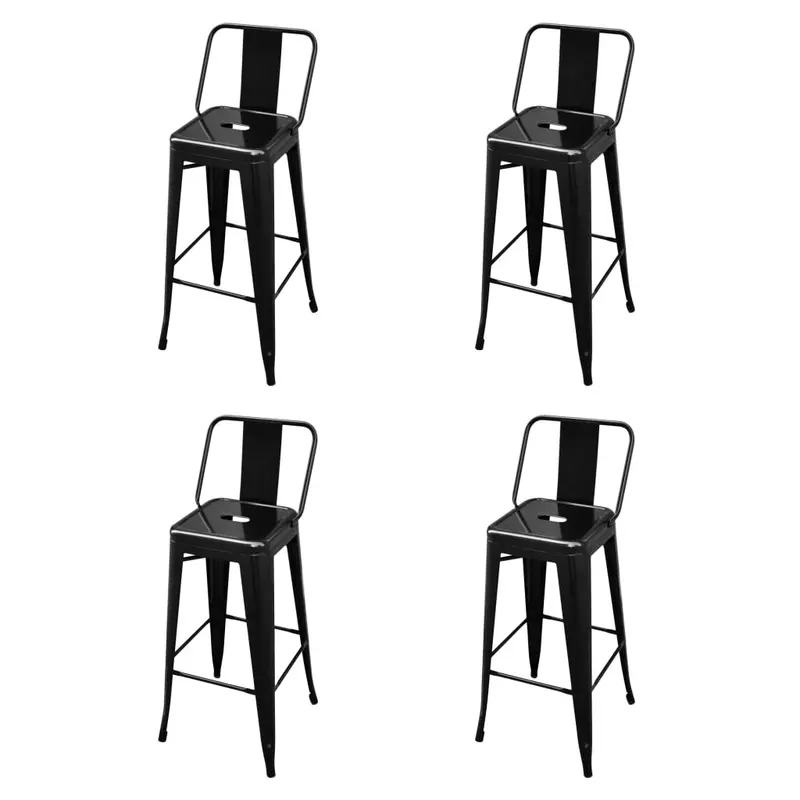 Taburetes de cocina 4 unidades acero negro