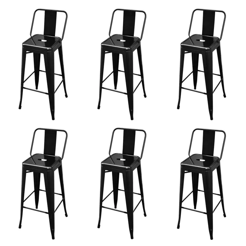 Taburetes de cocina 6 unidades acero negro
