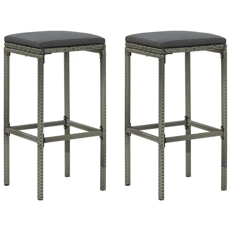 Taburetes de cocina con cojines 2 uds ratán sintético gris