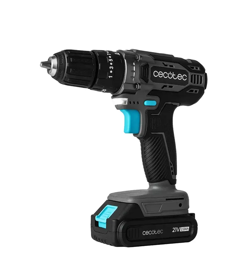 Taladro impacto PowerForce 2120 con dos baterías 21V 2000mAh y Función percutora de 27000 impactos por minuto Cecotec