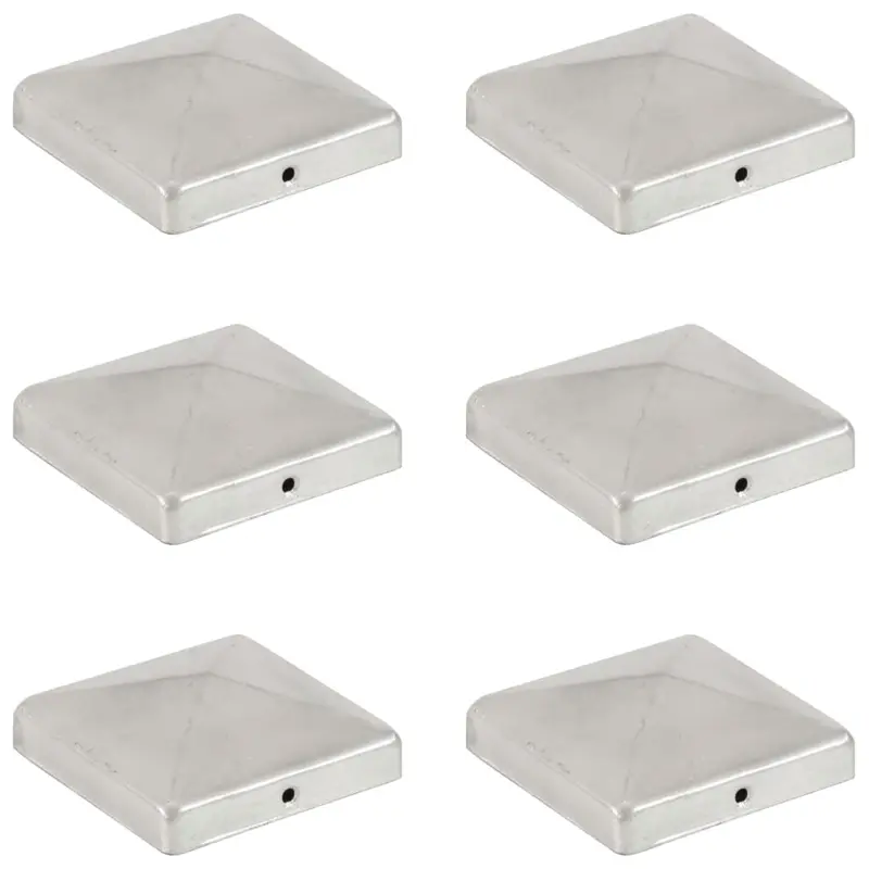 Tapas para postes de valla 6 uds metal galvanizado 101x101mm