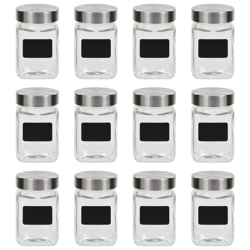Tarros de almacenaje con pegatina 12 unidades 300 ml