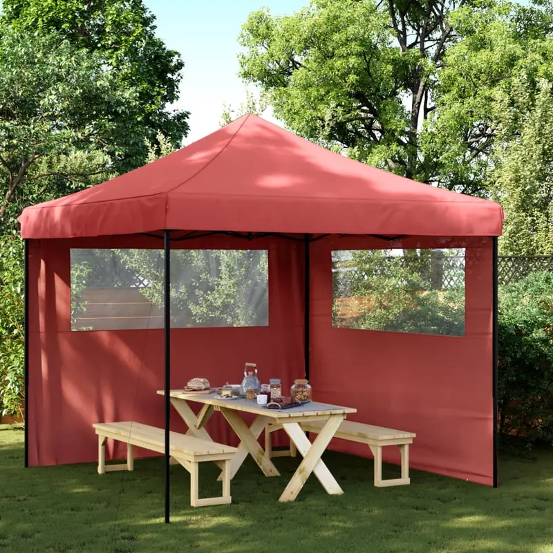 Tienda de fiesta plegable Pop-Up 2 paredes laterales burdeos