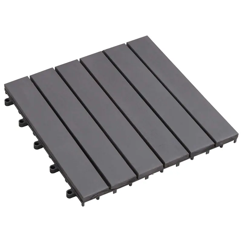 Tile de Decking 10 pcs Gris 30 x 30 cm Madera de Acacia