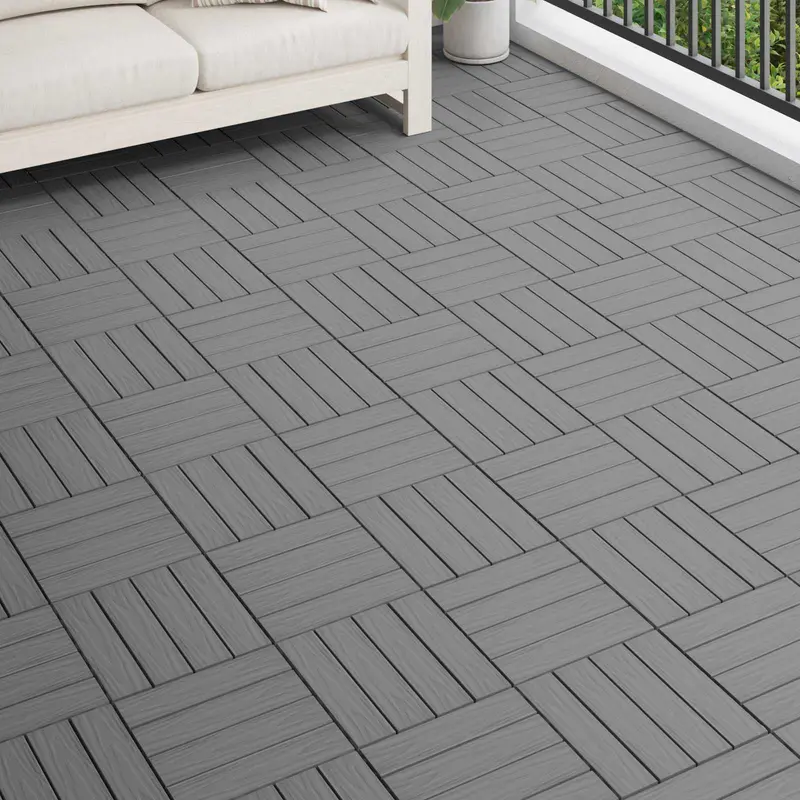 Tile de Decking Diseño 3D 11 pcs Gris 30 x 30 cm WPC