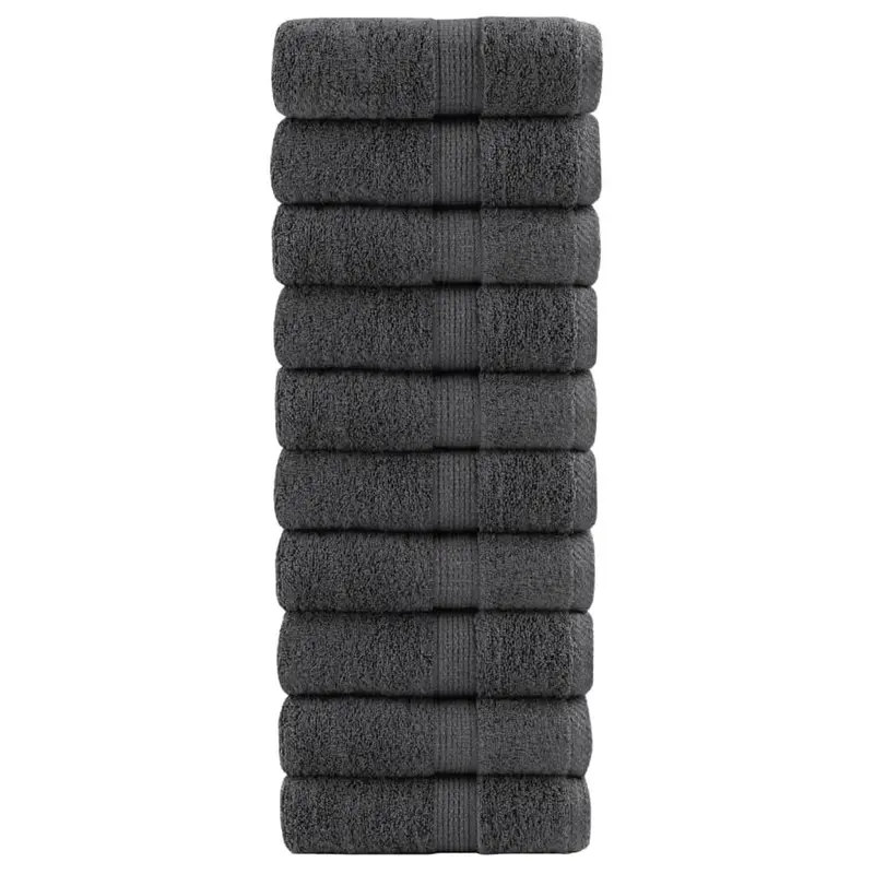 Toallas de baño premium SOLUND 10 uds antracita 30x30 cm 600 g/m²