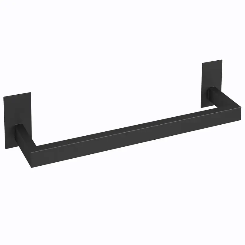 Toallero adhesivo cuadrado 37 cm negro mate para baño de Valaz