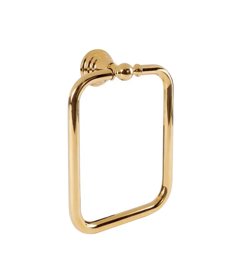 Toallero con forma rectangular para baño de latón con acabado en oro Retro TRES