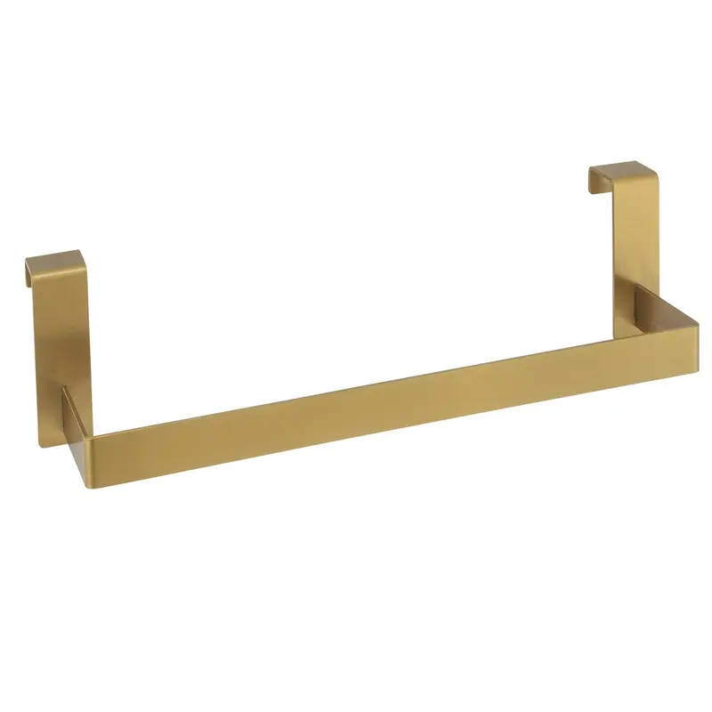 Toallero de colgar con diseño cuadrado y acabado en oro mate con protección PVD para baño Valaz