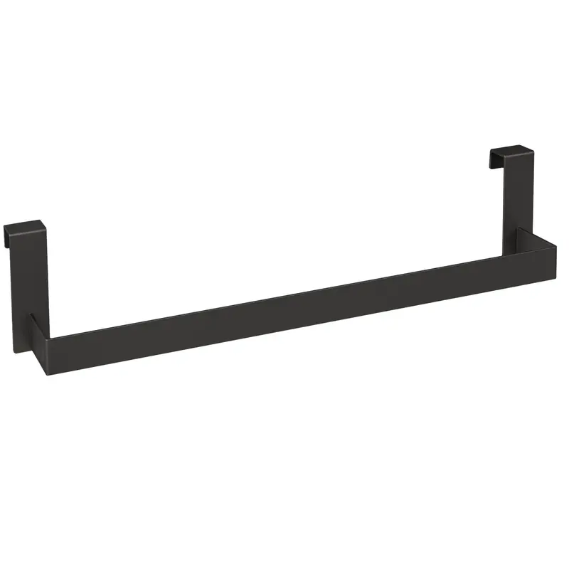 Toallero de diseño cuadrado con acabado negro mate de metal con instalacion de colgar de Valaz