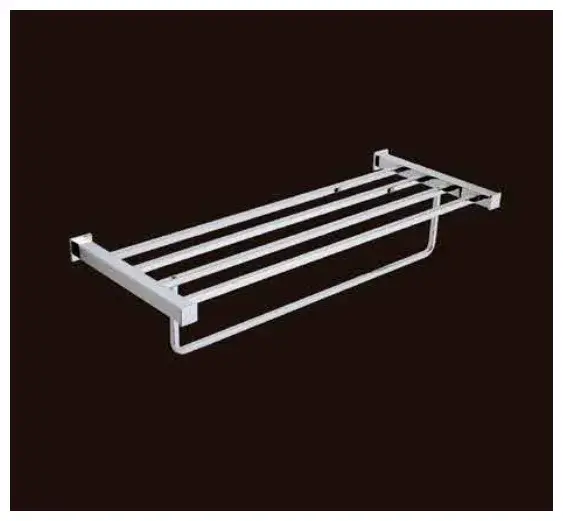 Toallero de pared con repisa cuadrada de latón cromado KING de Aquore