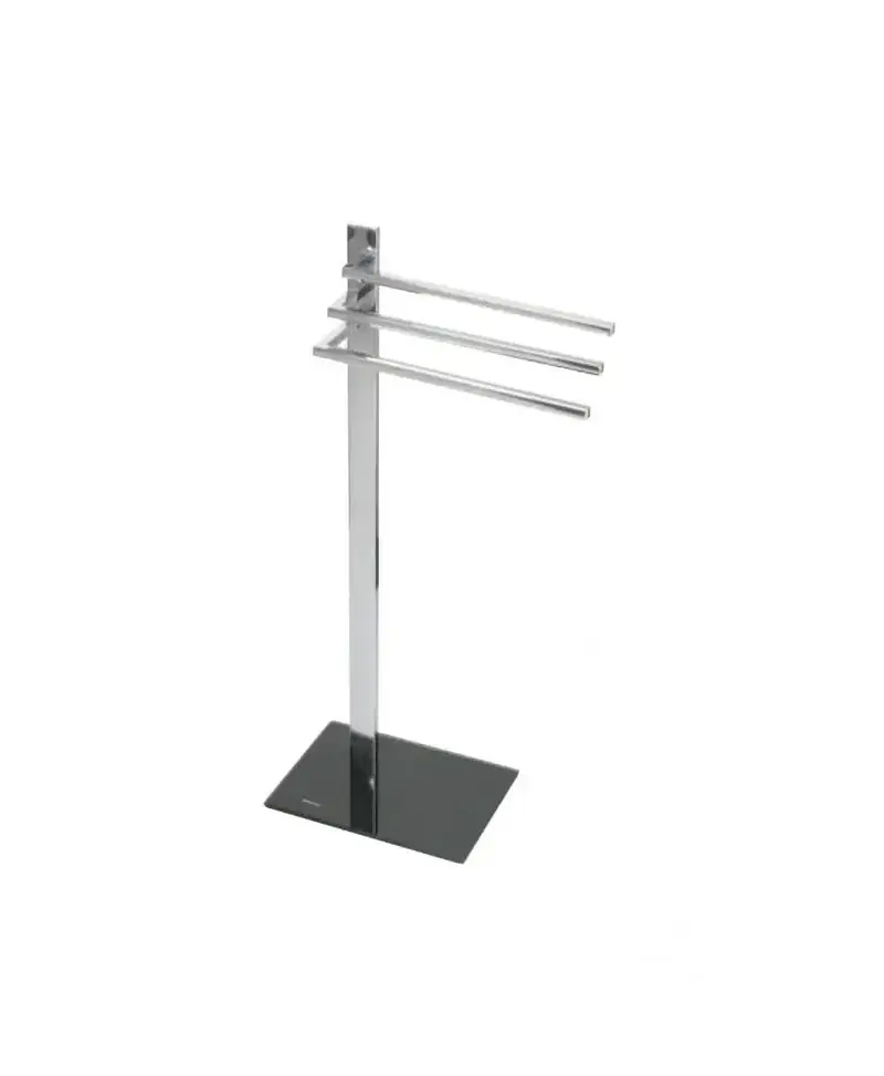 Toallero de pie de metal cromado con tres barras horizontales de estilo moderno CR471 de Aquore