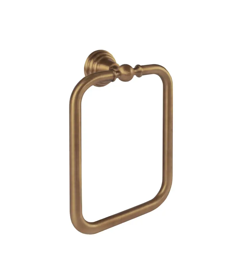 Toallero rectangular para baño de latón con acabado en latón viejo Retro TRES