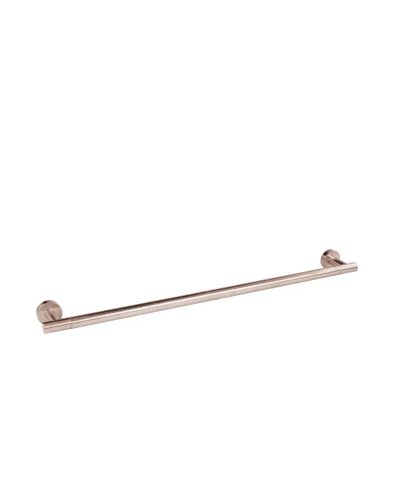 Toallero tipo barra con bases redondas de acabado oro rosa mate 24K de 580 mm de ancho Tres