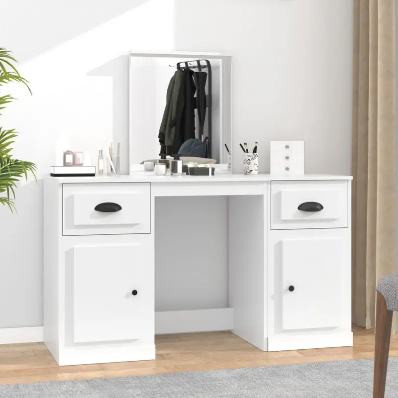 Tocador con espejo blanco 130x50x132,5 cm